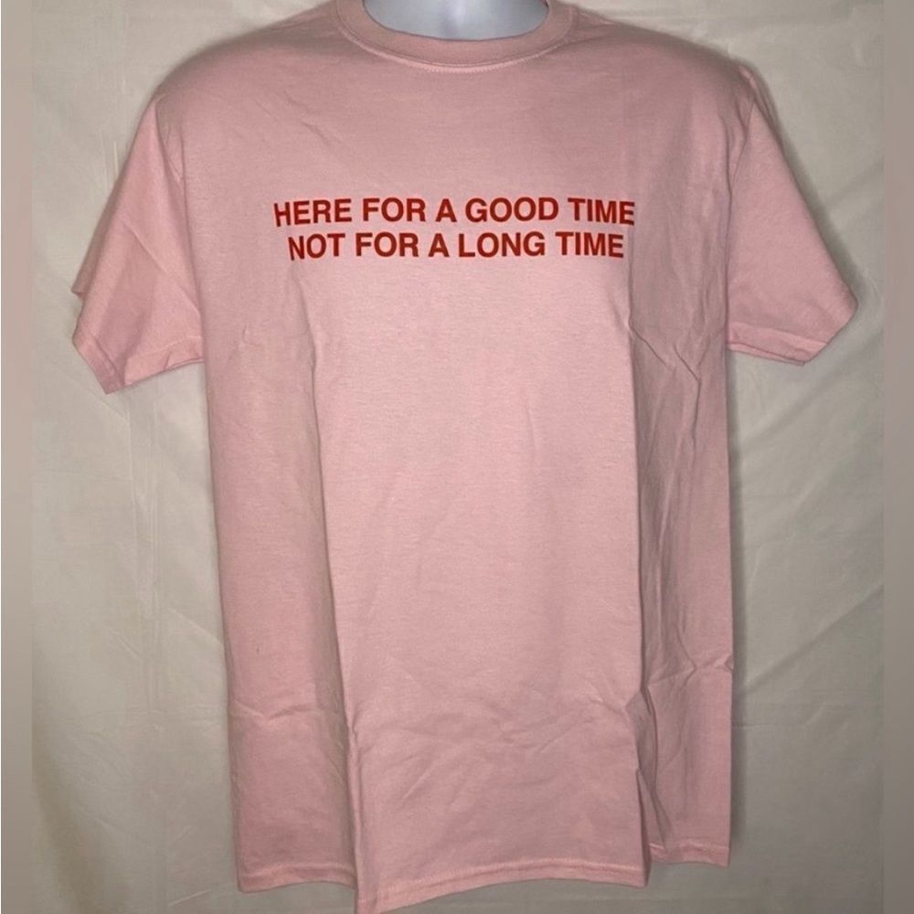 Fashion Nova Men Here for a Good Time Pink Shirt Sleeve Tee Size M